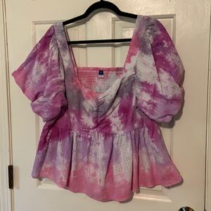 Old Navy Tie Dye Puff Sleeve Blouse